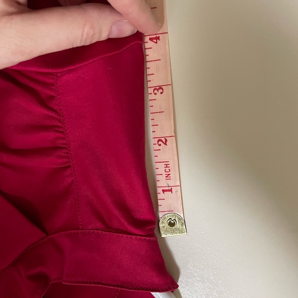 Fitted Red Button Down Top with Ruffles - Picture 7 of 11